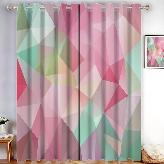 Abstract Geometry Blackout Curtains for Bedroom Living Room, Polygons ...