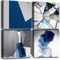 thumbnail image 1 of Abstract Geometry Canvas Wall Art Picture Blue Print Painting Wall Decor Artwork for Bedroom Office Living Room Decoration (12"x12"x4pcs), 1 of 6