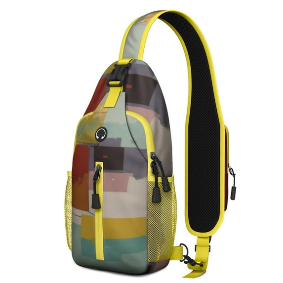 Abstract Geometry Colorful Crossbody Sling Bag for Women Men Travel Sling Bag Hiking Bag for Traveling Office Hiking Sling Pack Trendy Sling Backpack