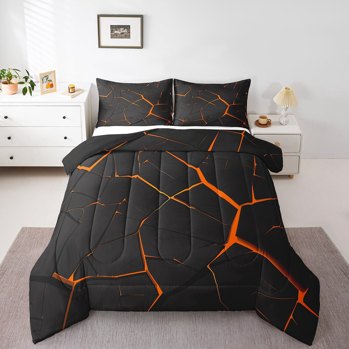 Orange And Black Comforter Set