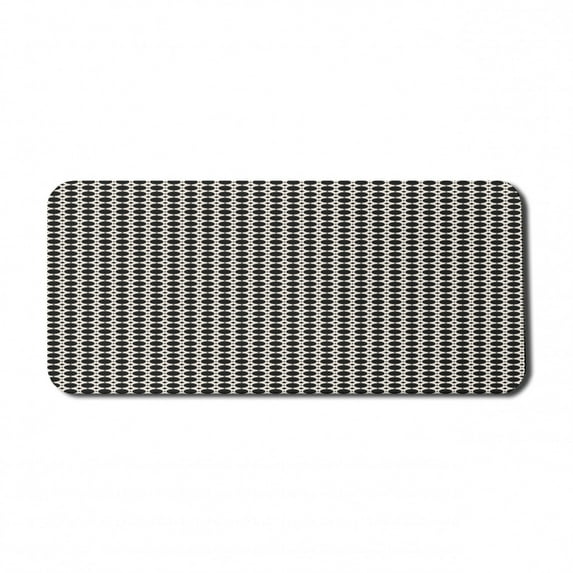 Abstract Geometry Computer Mouse Pad, Repeating Circles Motifs Bicolored Composition Pattern, Rectangle Non-Slip Rubber Mousepad X-Large, 35" x 15" Gaming Size, Charcoal Grey Champagne, by Ambesonne