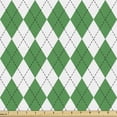 thumbnail image 1 of Abstract Geometry Fabric by the Yard, Classical Concept of Diamond Shaped Items Argyle Inspired Details, Decorative Upholstery Fabric for Chairs & Home Accents, 5 Yards, Green and White by Ambesonne, 1 of 4