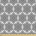 thumbnail image 1 of Ambesonne Abstract Geometry Fabric by the Yard Upholstery, Monochrome Flower, 2 Yards, Charcoal Grey White, 1 of 4