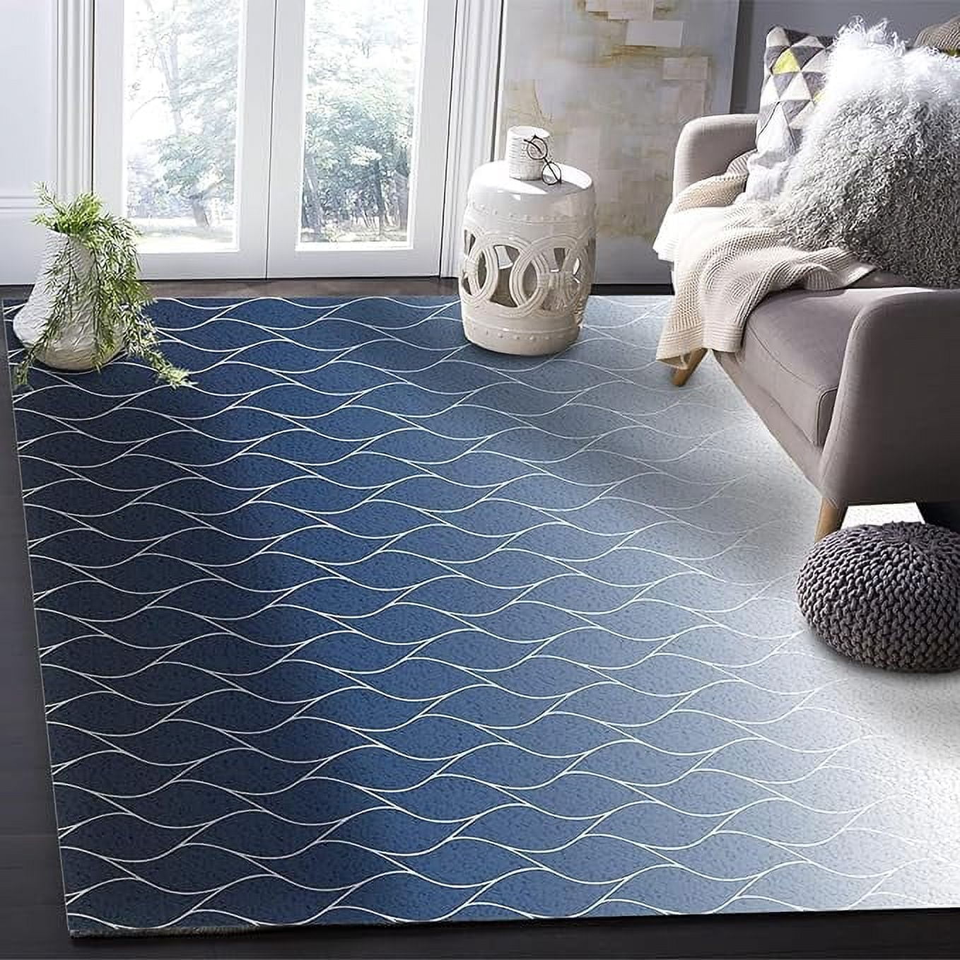 Abstract Geometry Line Area Rug For Living Room Bedroom, Striped Plaid ...