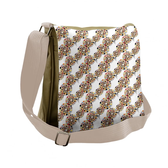 Abstract Geometry Messenger Bag, Round Colorful, Unisex Cross-body, by Ambesonne