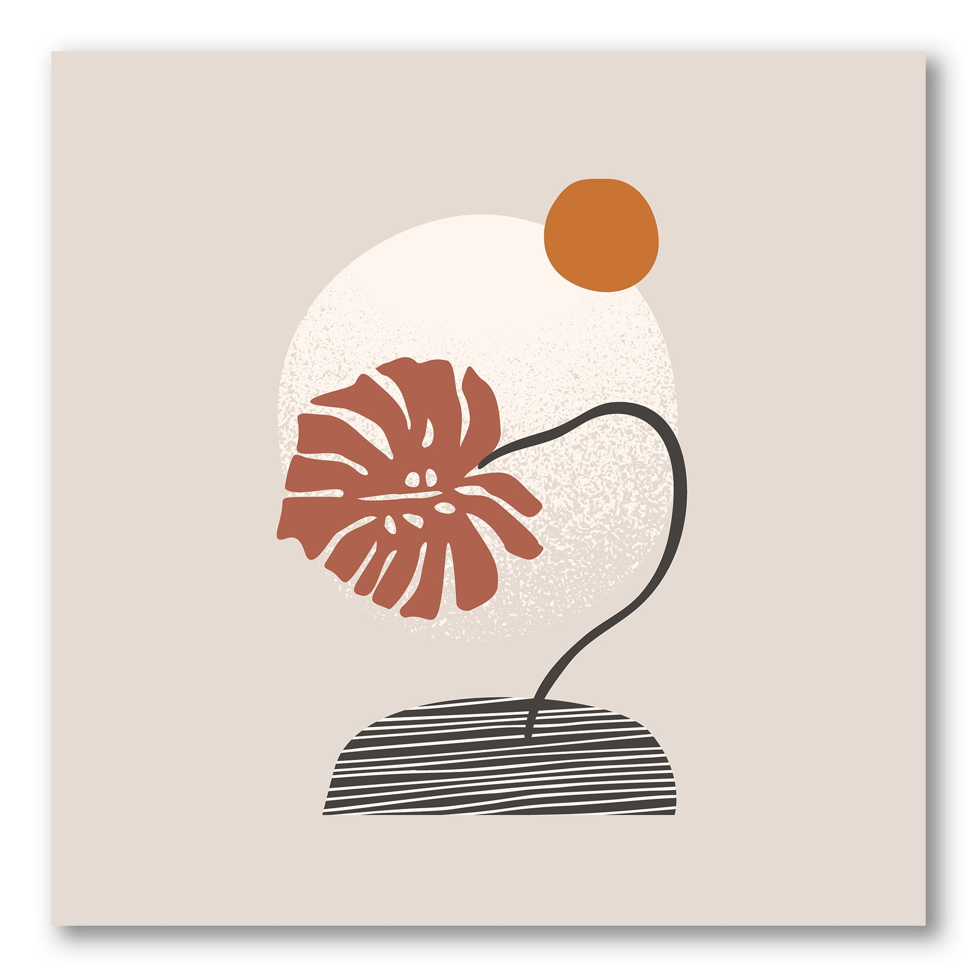 Abstract Geometry Shapes and Tropical Palm Leaf III 30 in x 30 in Painting Canvas Art Print, by Designart