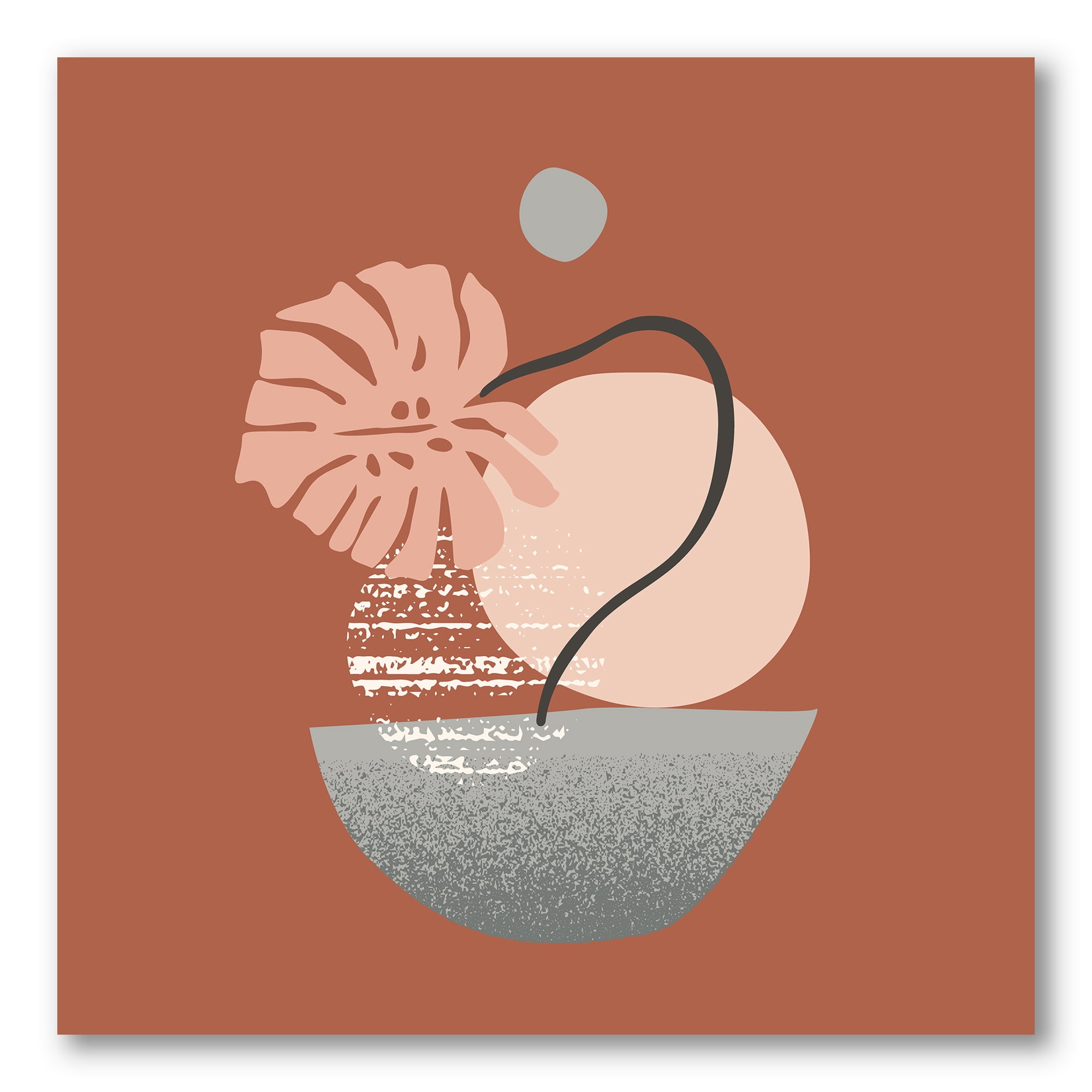 Abstract Geometry Shapes and Tropical Palm Leaf IV 30 in x 30 in Painting Canvas Art Print, by Designart