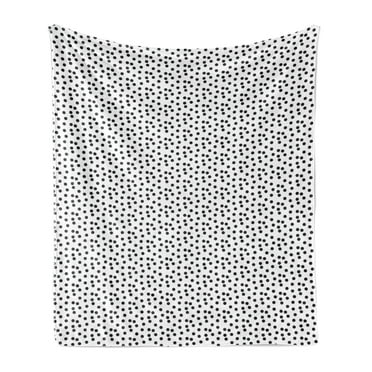 Abstract Geometry Soft Flannel Fleece Blanket, Illustration of Randomly Arranged Dots on Plain Background, Cozy Plush for Indoor and Outdoor Use, 50" x 60", White and Charcoal Grey, by Ambesonne