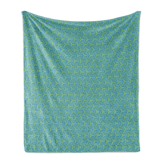 Abstract Geometry Soft Flannel Fleece Throw Blanket, Repetitive Triangles Squares Arrangement Illustration Print, Cozy Plush for Indoor and Outdoor Use, 50" x 60", Sky Blue Yellow Green, by Ambesonne