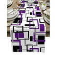 thumbnail image 1 of Abstract Geometry Squares Modern Art Black Purple Table Runner Home Wedding Table Mat Centerpieces Decoration Dining Tablecloth, 1 of 6