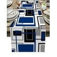 thumbnail image 1 of Abstract Geometry Squares Modern Art Blue Table Runner Home Wedding Table Mat Centerpieces Decoration Dining Long Tablecloth, 1 of 6