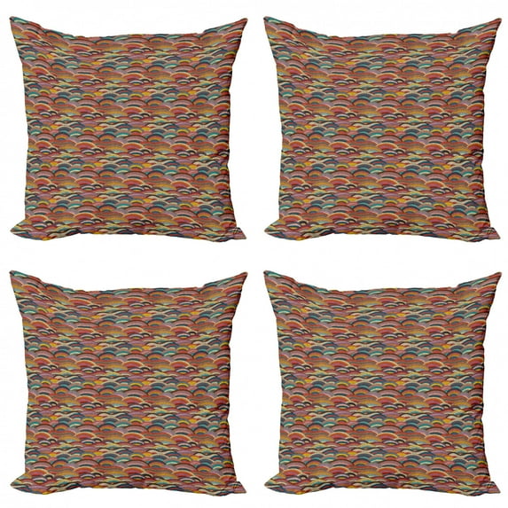 Ambesonne Abstract Geometry Throw Pillow Cover 4 Pack, Mosaic Motley, 18", Multicolor