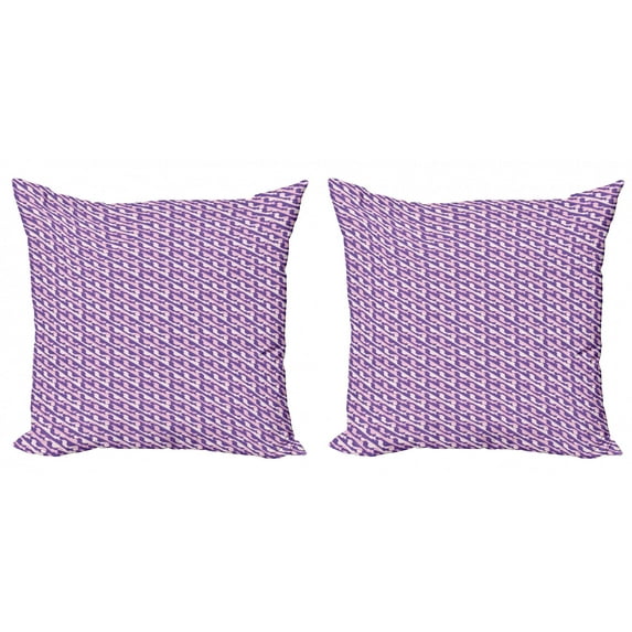 Abstract Geometry Throw Pillow Cushion Cover Pack of 2, 80's Style Diagonal Arrangement Bicolour Modern Composition, Zippered Double-Side Digital Print, 4 Sizes, Blue Violet Baby Pink, by Ambesonne