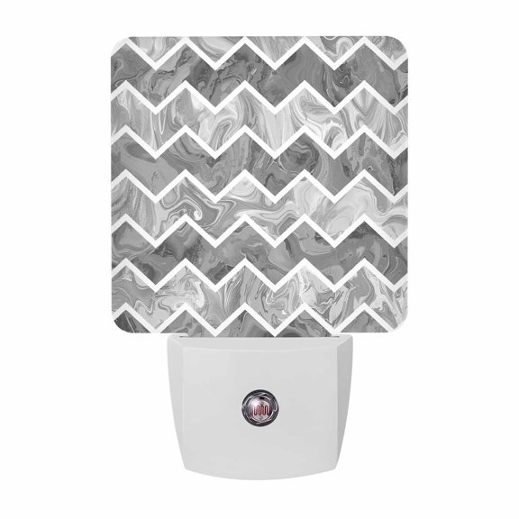 Abstract Geomotric Stripes Plug-in LED Night Lights Grey Marble Texture Auto Dusk-to-Dawn Sensor for Bedroom, Bathroom, Kitchen, Nursery, Hallway, Stairs, Wall Home Decor