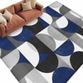 thumbnail image 1 of Abstract Geomrtry Large Area Rugs for Bedroom Living Room, Soft Non Slip Carpet Bedside Rug, Modern Navy Blue Middle Century Rectangular Floor Cover Kitchen Accent Rug 6'x9' for Dining Room/Office, 1 of 9