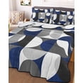 thumbnail image 1 of Abstract Geomrtry, Twin XL Size Down Alternative Comforter, Lightweight Comforter Quilt Bedding Set with Pillow Shams Modern Navy Blue Middle Century All Seasons Bed Comforter Duvet Insert 68"x98", 1 of 7