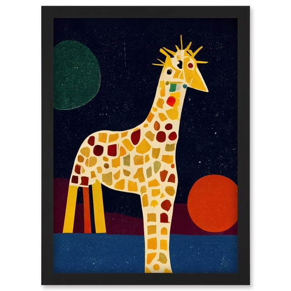 Abstract Giraffe Surreal Cubism Artwork Framed Wall Art Print A4