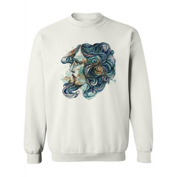 Abstract Girl Face Design Sweatshirt Women -Image by Shutterstock, Female 5X-Large