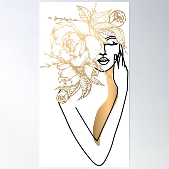 Abstract Girl Frame Continuous Line Art 2 Poster Wall Art, Modern Wall Decor For Living Room Bedroom, 12x18 UNFRAMED