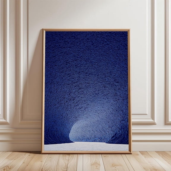 Abstract Glacial Cavern Blue Textured Ice Cave Vertical Nature, Unframed Paper Poster 8x10in