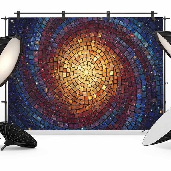 Abstract Glass Backdrops for Photography, Gold Blue Gradient Galaxy Spiral Fabric Photo Background Sturdy Studio Props for Photo Studio, Video Recording, Booth & Photoshoot 7x5ft