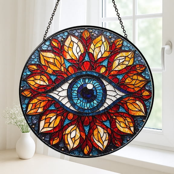Abstract Glass Pattern Faux Stained Glass Window Decor2001