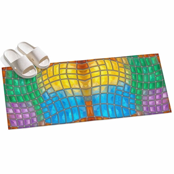 Abstract Glass Runner Rugs 2x6ft Blue Yellow Purple Green Crystal ...