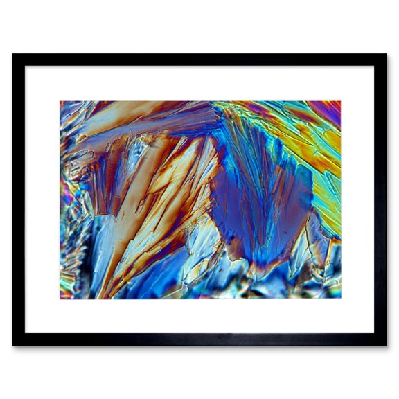 Abstract Glucose Crystal Electron Microscope Art Print Black Framed Poster Wall Decor 9x7 inch