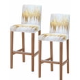 thumbnail image 1 of Abstract Gold Bar Stool Covers Set of 2, Modern Minimalist Art White Gray Ripple Stretch Washable Bar Chair Covers with Backs, Removable Pub Counter Height Chair Cover for Kitchen Dining Room Cafe, 1 of 7