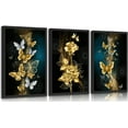 thumbnail image 1 of Abstract Gold Butterfly Canvas Wall Art Gold Butterfly And Rose Wall Decor Pictures Modern Luxury Flowers Posters Prints Painting for Living Room Bedroom（Only canvas）, 1 of 6
