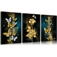 thumbnail image 1 of Abstract Gold Butterfly Canvas Wall Art Gold Butterfly And Rose Wall Decor Pictures Modern Luxury Flowers Posters Prints Painting for Living Room Bedroom（Only canvas）, 1 of 6