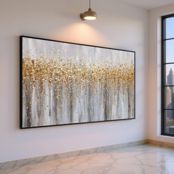 Abstract Gold Glitter Modern Metallic Luxury Home Glamorous Wall Accent Artwork