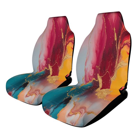 Abstract Gold Marble Art Set of 2 Car Seat Covers Seat for Carseats Front Seat Auto Car Interior Accessories Universal 2 Piece