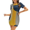 thumbnail image 1 of Abstract Gold Navy Grey Art Dress Summer Elegant Women's Dress Women's Clothing, 1 of 9