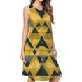 thumbnail image 1 of Abstract Gold Navy Triangle Pattern Dress Loose Women'S Dress Beach Dresses With Pockets Dresses For Womens, 1 of 4