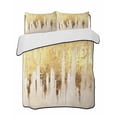 thumbnail image 1 of Abstract Gold Summer Quilt Set Twin Size, Soft Microfiber Quilted Bedding Set with 2 Pillow Shams, Modern Brush Luxury Strokes Artwork Lightweight All Season Bedspread Coverlet for Bedroom 68"x86", 1 of 6