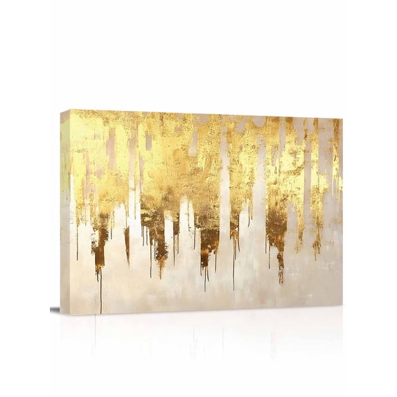 Abstract Gold Wall Art for Living Room,Canvas Picture Wall Decor for Bathroom Bedroom,Modern Brush Luxury Strokes Artwork Painting Artwork for Office Kitchen Hallway Dining Room Home Decor 16"x20"