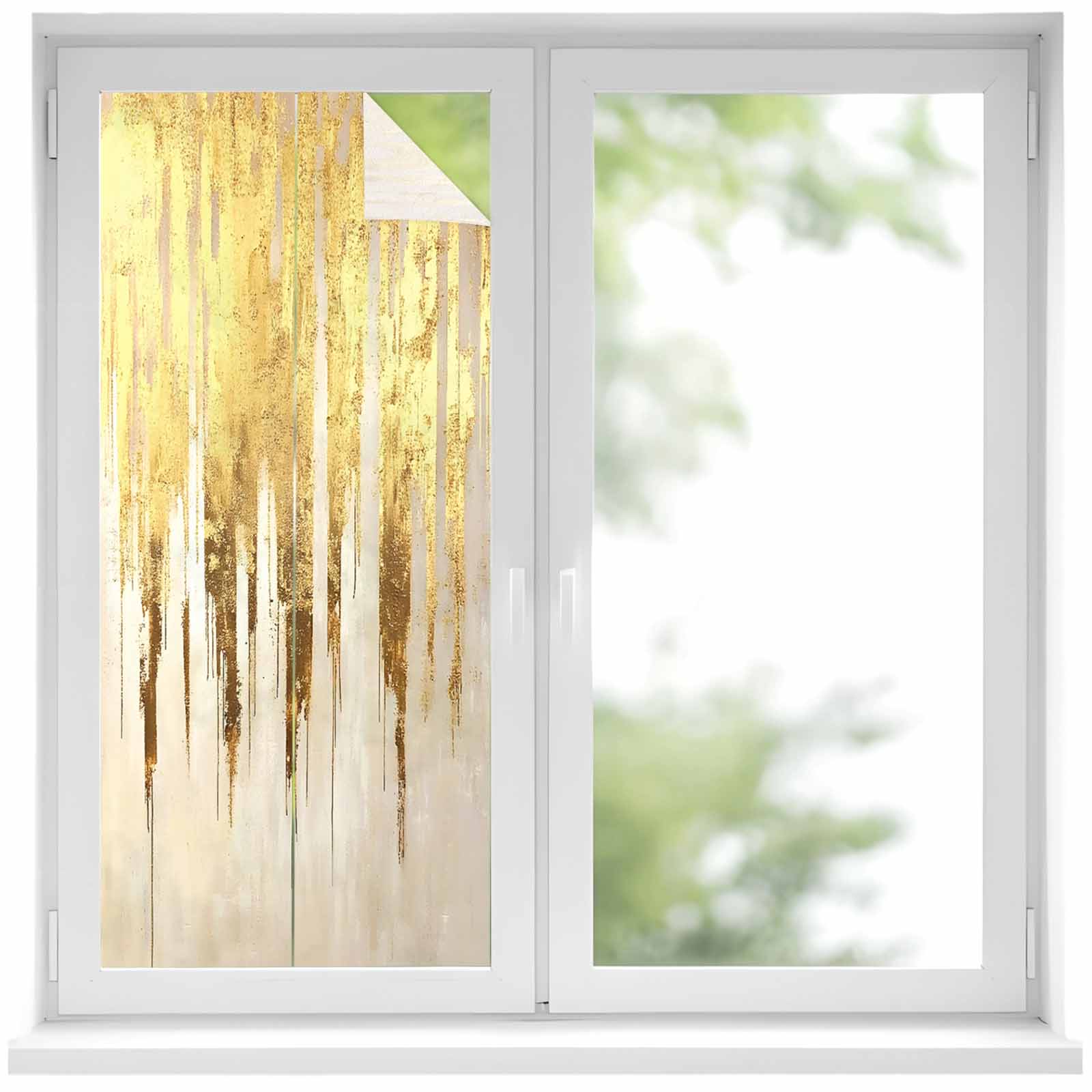Gold Window Films Abstract Gold Window Privacy Film, Modern Brush Luxury Strokes Artwork ...