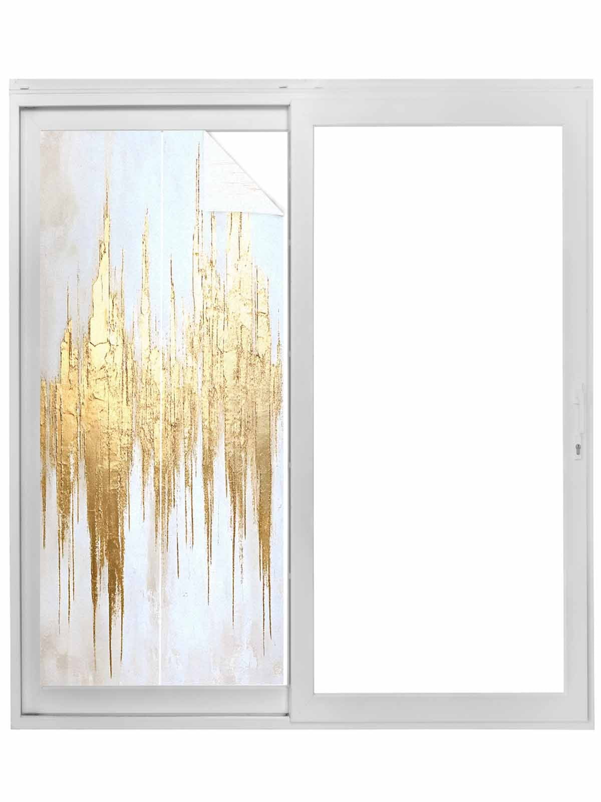 Abstract Gold Window Privacy Film, Modern Minimalist Art White Gray ...
