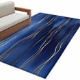 thumbnail image 1 of Abstract Golden Area&nbsp;Rug 4x6ft Water Ripple Dark Blue Sea Modern Art Non-Slip&nbsp;Washable Square&nbsp;Rugs Soft Felt Indoor Floor Mat for Bedroom Kitchen Living Room Bathroom, 1 of 9