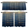 thumbnail image 1 of Abstract Golden Kitchen Curtains Valances and Tiers Set of 3 Water Ripple Ocean Sunrise Horizon Modern Tier Curtains and Valance with Rod Pocket for Small Windows, 27.5"x24", 1 of 9