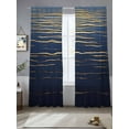 thumbnail image 1 of Abstract Golden Sheer Curtains 96 Inches Long 2 Panels Water Ripple Blue Ocean Sunrise Horizon Light Filtering Semi Sheer Window Curtains Drapes for Bedroom Living Room 52"x96", 1 of 7