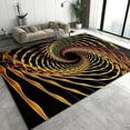 thumbnail image 1 of Abstract Golden Swirl Area Rug, Minimalist Optical Illusion Non Slip Bedroom Rug, Stain Resistant Durable Carpet For Indoor Living Room Office Decor Mat 5x7ft, 1 of 6