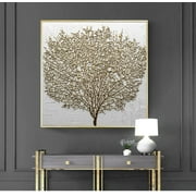 Abstract Golden Tree Wall Art Poster Wall Decor Prints Painting Picture Artwork Home Decoration for Living Room Bedroom with Aluminum Alloy Gold Frame Ready to Hang