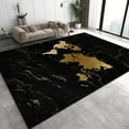 thumbnail image 1 of Abstract Golden World Map Indoor Area Rug, Modern Black Marble Texture Large Carpet For Bedroom, Machine Washable Rugs For Bathroom Dining Room Office 3x4ft, 1 of 6