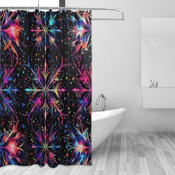 Abstract Gorgeous Snowflake-like Pattern Shower Curtains with 12 Hooks ...