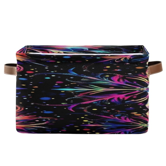 Abstract Gorgeous Snowflake-like Pattern Square Storage Bins with Handles Collapsible Containing Box 1 Pack