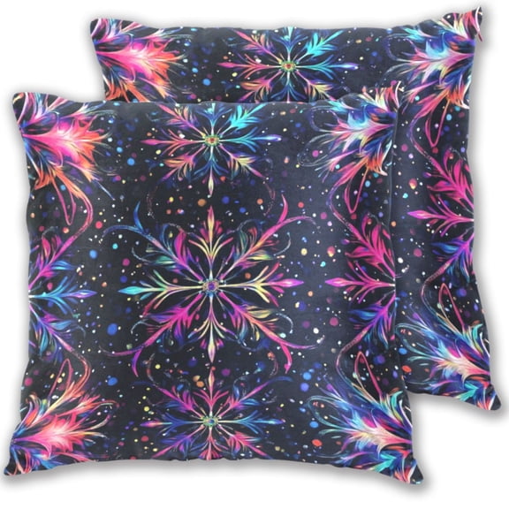 Abstract Gorgeous Snowflake-like Pattern Throw Pillow Covers Pillowcases 16 x 16 Inch Home Decor 2 Packs for Bedroom Sofa