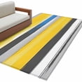 thumbnail image 1 of Abstract Gradient Area&nbsp;Rug 2.7x5ft Blue Grey Yellow Stripe Non-Slip&nbsp;Washable Square&nbsp;Rugs Soft Felt Indoor Floor Mat for Bedroom Kitchen Living Room Bathroom, 1 of 9