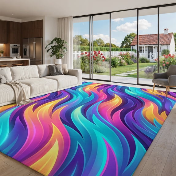 Abstract Gradient Art Area Rug 9'x12', Non-Slip Washable Rectangle ...